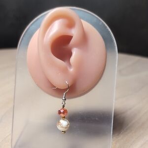 Elegant Gold and Orange Beaded Earrings